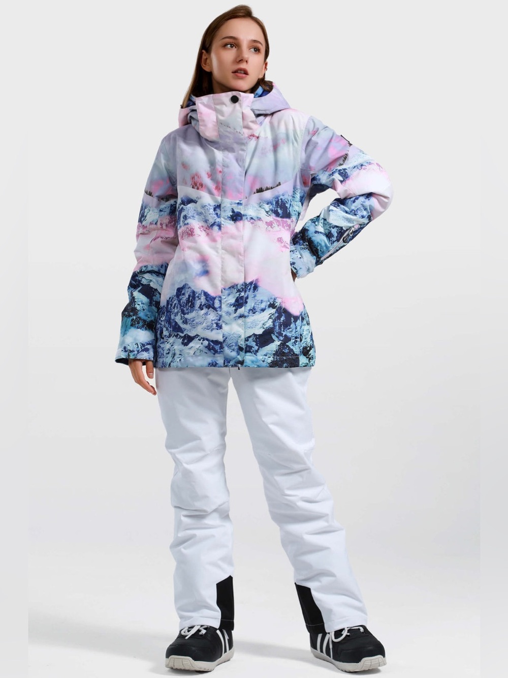 GSOU SNOW Women’s Snow Mountain Waterproof Ski Jacket Hood Size L - Picture 10 of 16